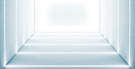 Obraz premium White empty room, light lines, white neon. 3D rendering