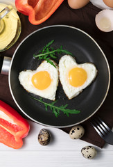 fried eggs in a skillet