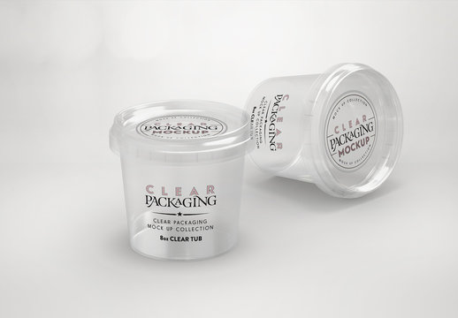 Clear Round Plastic Containers Mockup