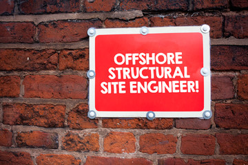 Obraz premium Handwriting text writing Offshore Structural Site Engineer. Concept meaning Oil and gas industry engineering