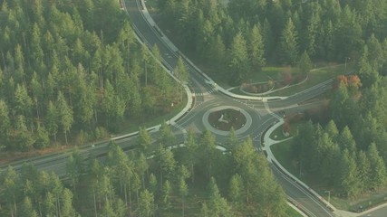 Aerial USA Highway Road in Seattle Washington