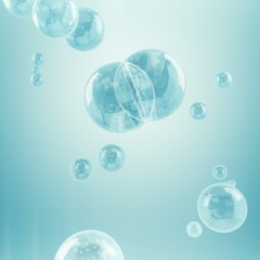 Fototapeta na wymiar Soap bubbles isolated on blue background