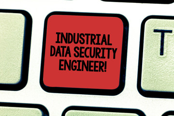 Text sign showing Industrial Data Security Engineer. Conceptual photo Technology network system...