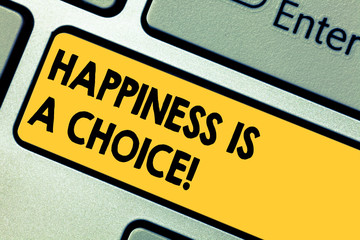 Word writing text Happiness Is A Choice. Business concept for Stay happy all the time cheerful...