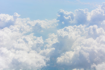 blue sky with clouds from the airplane