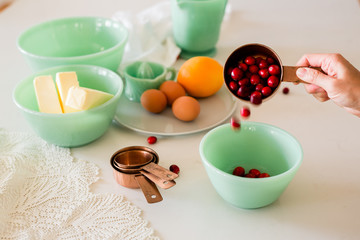 Fresh Cranberries in Measuring Cup