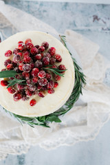 Holiday White Cake With Candied Cranberries