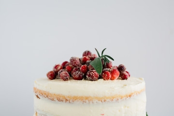 Holiday White Cake With Candied Cranberries