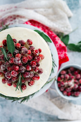 Holiday White Cake With Candied Cranberries