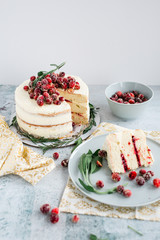 Holiday White Cake With Candied Cranberries