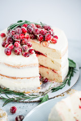 Holiday White Cake With Candied Cranberries