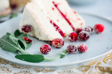 Holiday White Cake With Candied Cranberries
