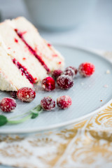 Holiday White Cake With Candied Cranberries
