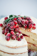 Holiday White Cake With Candied Cranberries