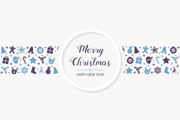 Concept of Christmas card with hand drawn ornaments. Vector.