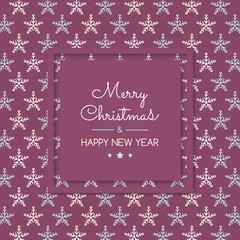 Design of Christmas greeting card with with cartoon snowflakes. Vector.