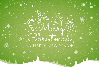 Concept of Christmas card with shiny snowflakes. Vector.