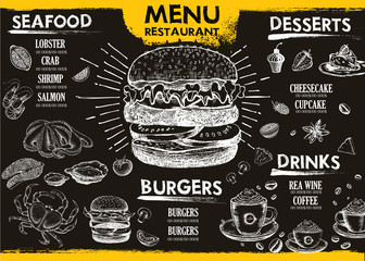 Restaurant cafe menu, template design. Food flyer.