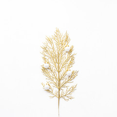 Christmas decoration on white background, top view, flat lay