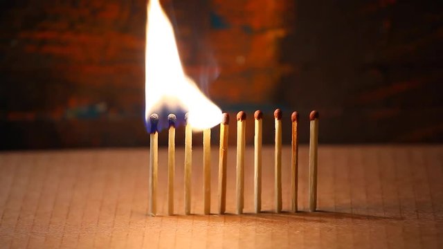 wooden matches fire flame paper box background hd footage