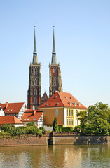 Fototapeta na wymiar View of Ostrow Tumski in Wroclaw. Poland
