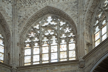 Fototapeta premium Valencia Cathedral interior. The church has different architectural styles - roman, gothic and baroque - which make in the main historical landmark of the city