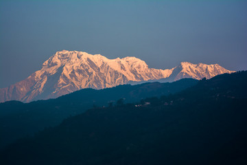 Fototapeta na wymiar Mountain peak Annapurna View from Pokhara city , Nepal