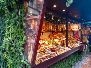 Candy, toys and candles at the Christmas market