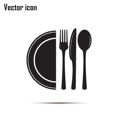 vector illustration sign with spoon, fork and knife.Menu card.
