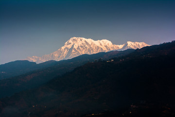 Obraz na płótnie Canvas Mountain peak Annapurna View from Pokhara city , Nepal