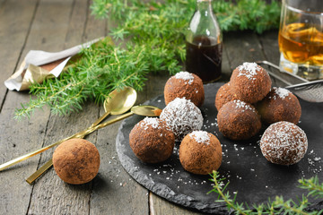 Chocolate rum truffles.