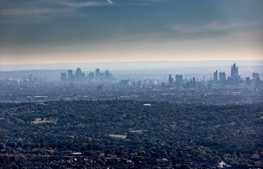 Fototapeta na wymiar Aerial View of the London Skyline.