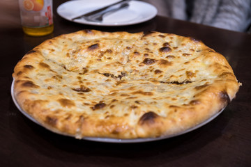 Kubdari with meat. Traditional Georgian dish, Svaneti, Georgia