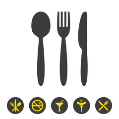 Knife, fork and spoon on white background.