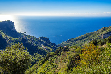 Beautiful views from path of the gods, Amalfi coast, Campagnia, Italy