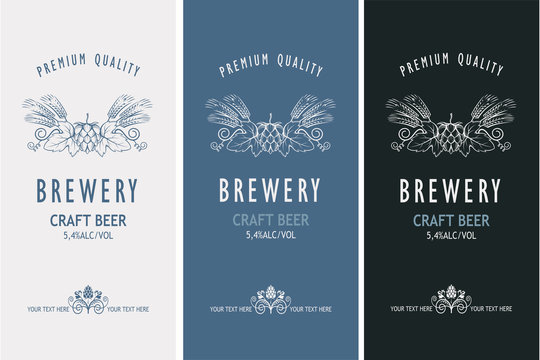 collection of beer labels in retro style