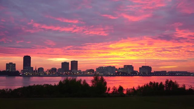 A Colorful Sunrise over Baton Rouge and the Mississippi