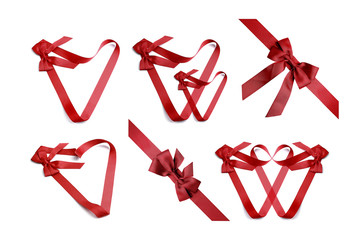 Red ribbon isolated on white background