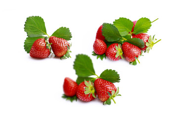 Different versions strawberries isolated on white background