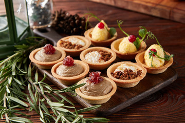 Set of appetizers with assorted filling