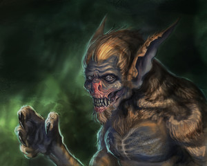 Were Bat creature concept art design - digital fantasy painting © Dominick
