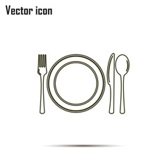 Line icon- sign with spoon, fork and knife.Menu card.