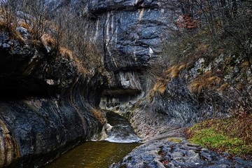 Banitei river and gorges landscape in Romania.