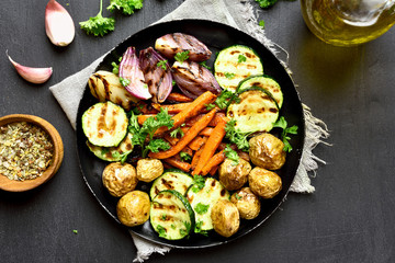 Roasted vegetables, top view