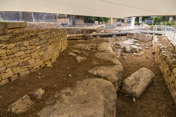 Tarxien, Malta. The ruins of buildings of a prehistoric megalithic temple (UNESCO list), 3250 -...