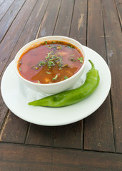beef soup with green pepper
