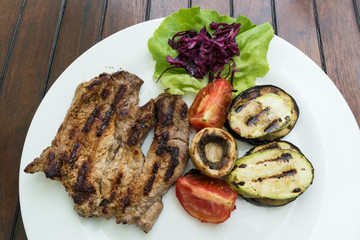 grilled pork with grilled vegetables