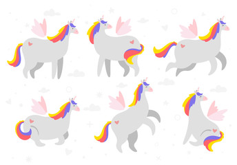 Cute unicorn. Fairytale animal
