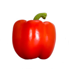 Red sweet bell pepper. Ripe paprika on white background