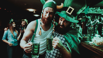 Two Men Drinking Beer. St Patrick's Day Concept.